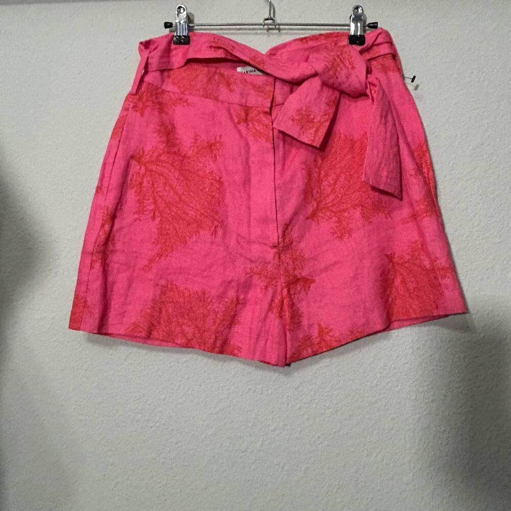Karina Grimaldi Linen Dress Shorts Coral Reef Belted Barbicore Medium Beachy - Picture 2 of 6